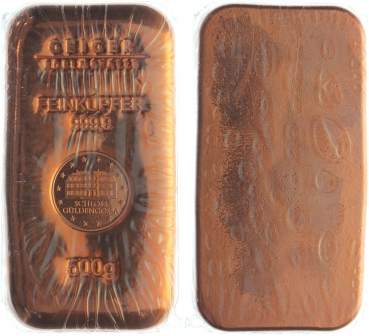 Kupferbarren 0.5 Kg - gegossen